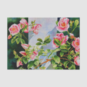 Papel De Seda Bonito rosa, rosas vermelhas, flor aquarela