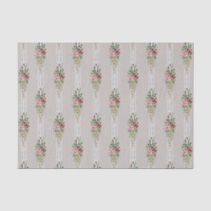 Papel De Seda Bonito rosas rosa vitorianas e rendas brancas