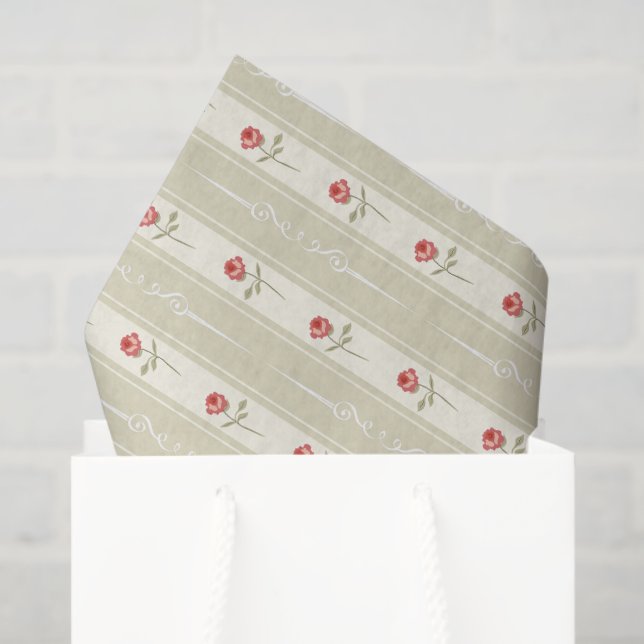 Papel De Seda Bonito rústica botânica de fundo bege natural (Sacola de presentes)