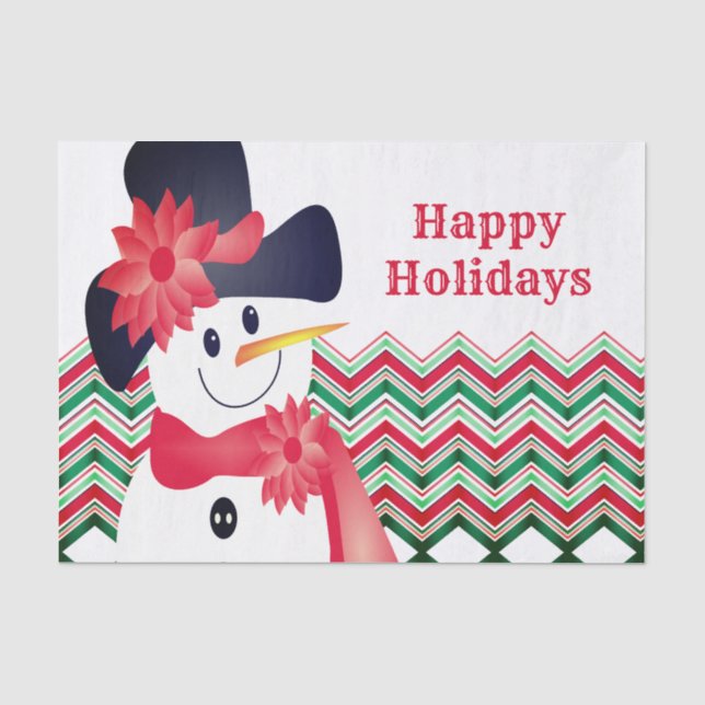 Papel De Seda Bonito Snowman Projetado (Frente )