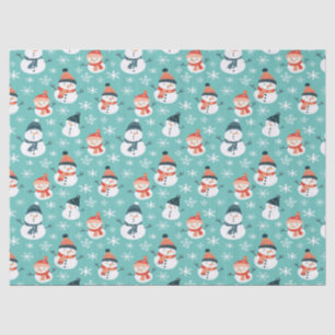Papel De Seda Bonito Snowman Snowflake Padrão Sem Costura Natal