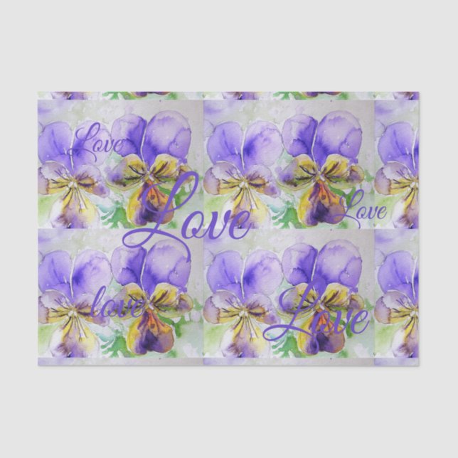 Papel De Seda Bonito Viola Flower Floral Púrpura Amor (Frente )