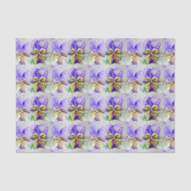Papel De Seda Bonito Viola Flower Floral Púrpura Violas T (Frente )