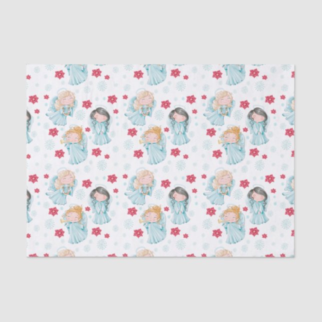 Papel De Seda Bonitos Anjos de Natal (Frente )