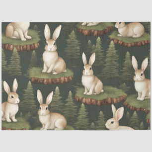 Papel De Seda Bonitos Bunnies Divertidos No Fundo Evergreen