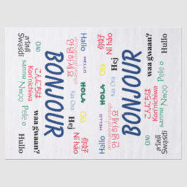 Papel De Seda Bonjour Hello Languages World Viagem Colorful