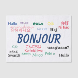 Papel De Seda Bonjour Hello Languages World Viagem Colorful