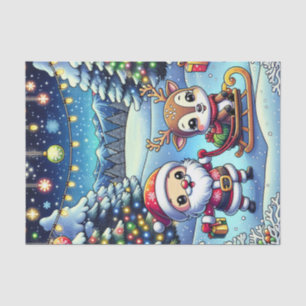 Papel De Seda Bons Papais noeis de Cartoons e Natal para Reindee