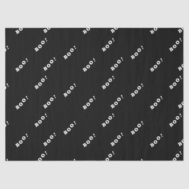 Papel De Seda Boo palavras de Halloween sobre preto (Frente )
