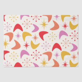 Papel De Seda Boomerang de Meados do Século com Estrelas Atômica