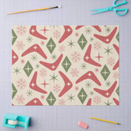 Papel De Seda Boomerangas de Natal de meio século com Ouros