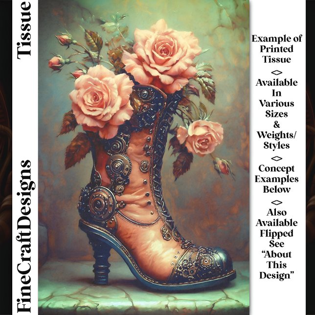 Papel De Seda Boot e Rosas Rosa Boot das Mulheres Steampunk DF8R (Criador carregado)