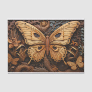 Papel De Seda Borboleta Arte de Madeira Esculpida