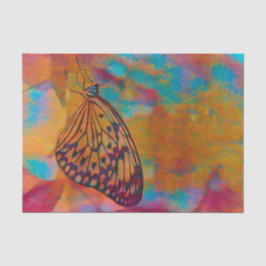 Papel De Seda Borboleta Boêmio Azul Laranja Hippie Decoupage