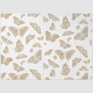Papel De Seda Borboleta Botânica Dourada em Decoupage de Padrão