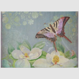 Papel De Seda Borboleta c Magnolia Watercolor Disoupage Floral