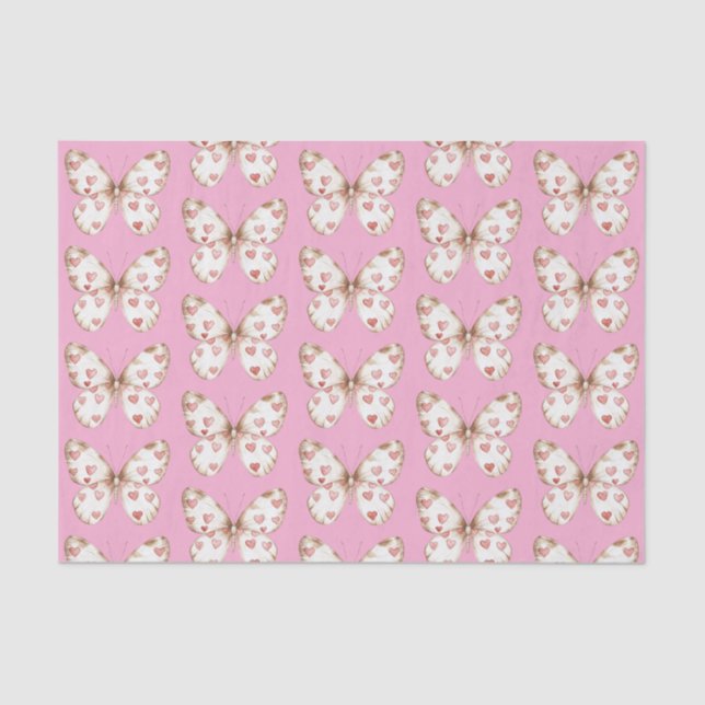 Papel De Seda Borboleta Cor-de-Rosa Branca (Frente )