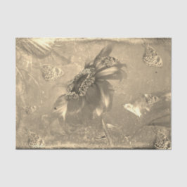 Papel De Seda Borboleta de Girassol Luz Sépia Negativo Vintage