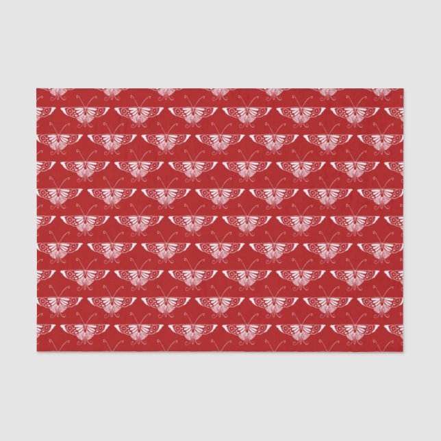 Papel De Seda Borboleta Deco de Arte Estilizada - vermelho escur (Frente )
