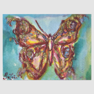 Papel De Seda BORBOLETA DOURADA EM Aquarela AZUL