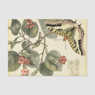 Papel De Seda Borboleta e Dragonfly com Flores Vermelhas