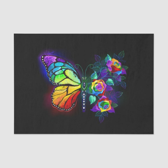 Papel De Seda Borboleta-flor-arco-íris (Frente )
