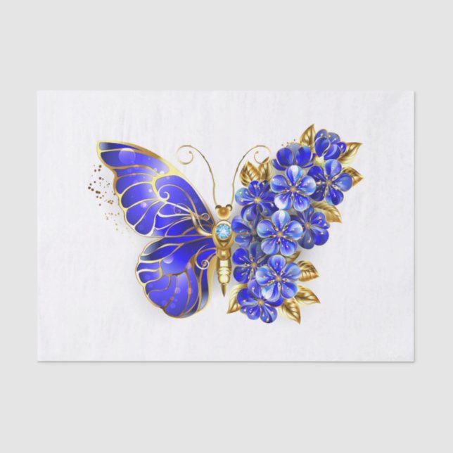 Papel De Seda Borboleta Flor Sapphire (Frente )