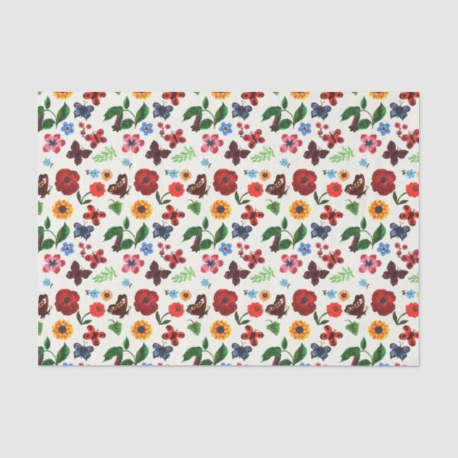 Papel De Seda Borboleta Floral Botânica (Frente )