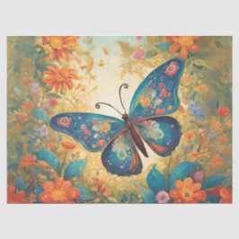 Papel De Seda Borboleta Floral Caprichosa