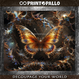 Papel De Seda Borboleta fractal surreal sobre fundo caprichoso