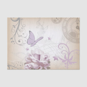 Papel De Seda Borboleta Lavanda-Malva & bege do Velho Mundo do