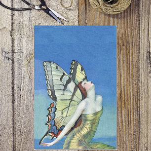 Papel De Seda Borboleta Monarca Cabelo Vermelho Fada de Vintagem