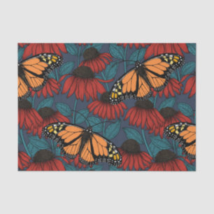 Papel De Seda Borboleta-monarca em camponeses vermelhos