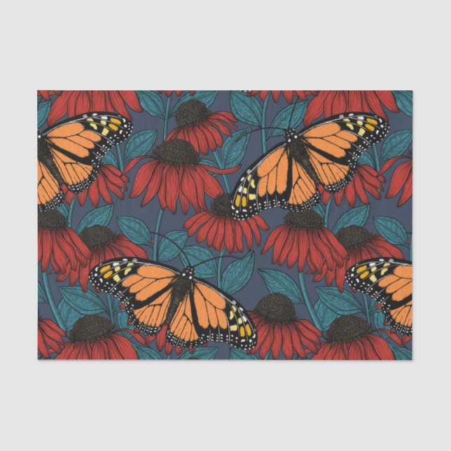 Papel De Seda Borboleta-monarca em camponeses vermelhos (Frente )