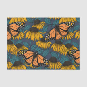 Papel De Seda Borboleta-monarca em compositores amarelos