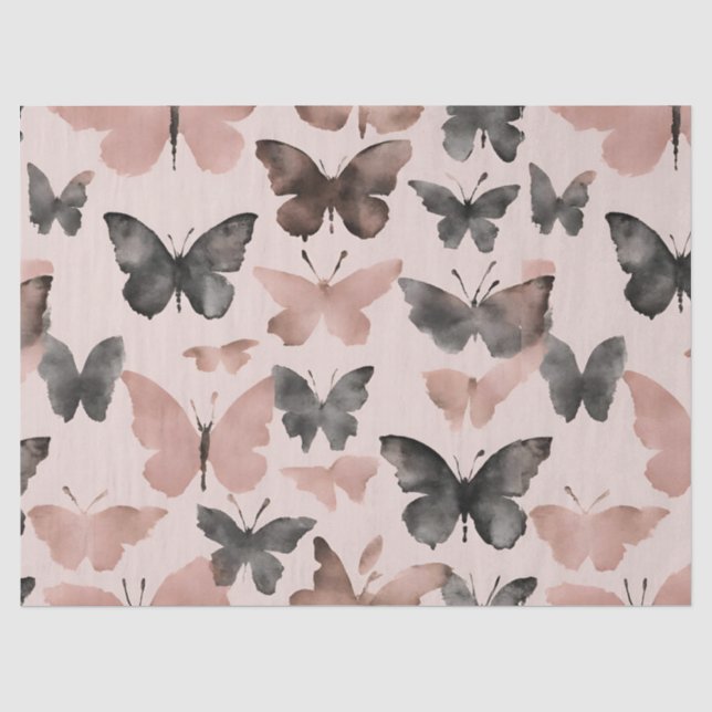 Papel De Seda Borboleta Rosa Beijo de Aquarela (Frente )