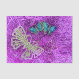 Papel De Seda Borboleta Roxo Azul Turquesa Dourado Elegante