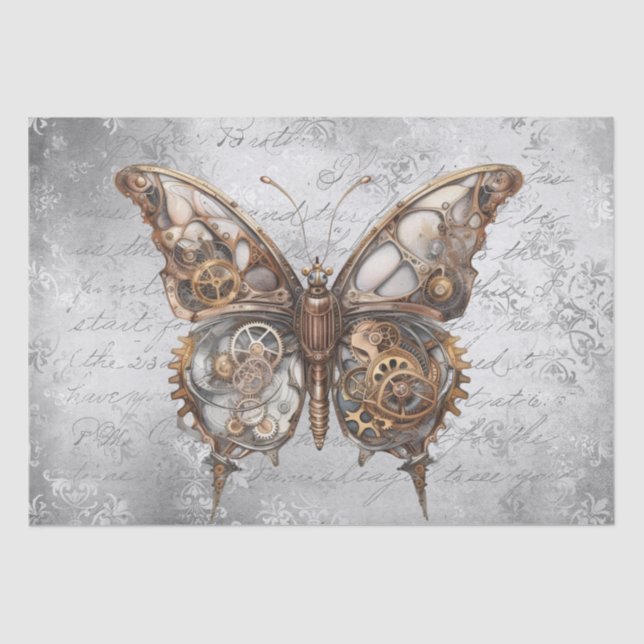 Papel De Seda Borboleta Steampunk (Frente )