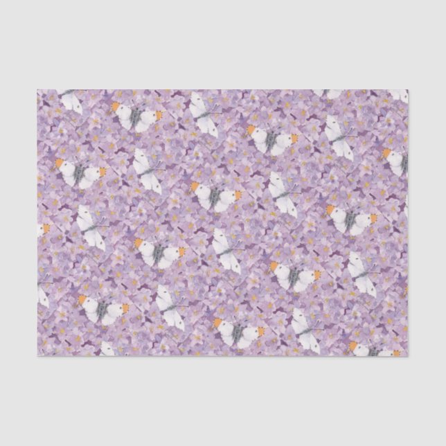 Papel De Seda Borboletas alaranjadas da ponta em flores da (Frente )