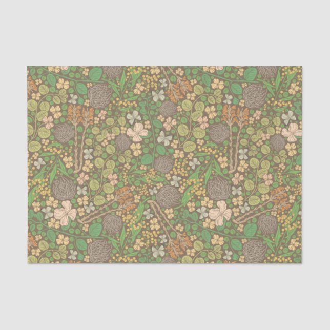 Papel De Seda Borboletas brancas dias de as mães Flores laranja (Frente )