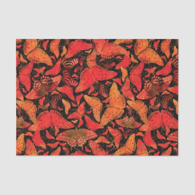 Papel De Seda Borboletas da queda de Flutterby no preto (Frente )