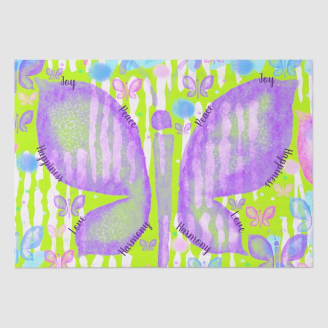 Papel De Seda Borboletas de Amar Joy Paz Harmonia Felicidade (Frente )