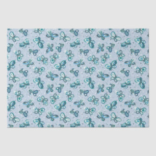Papel De Seda Borboletas de Insetos de rabisco - padrão azul - s
