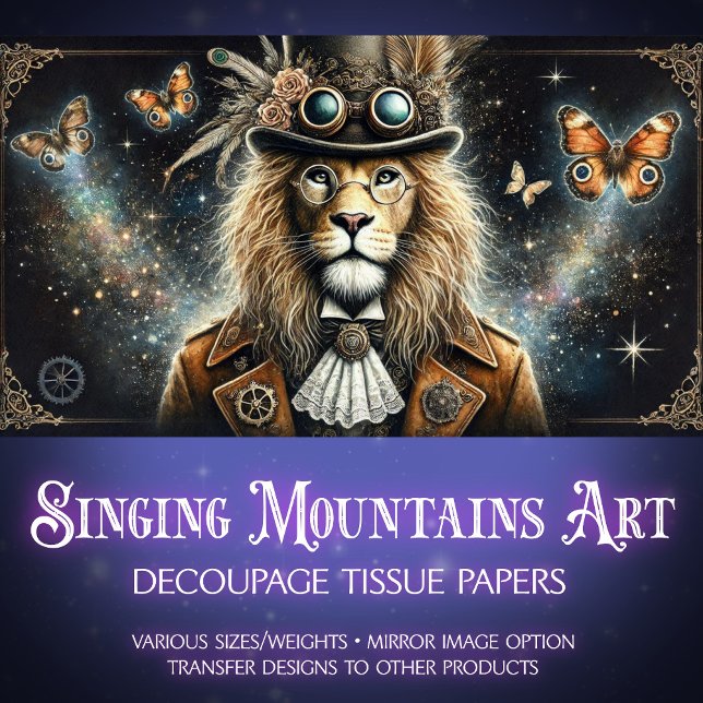 Papel De Seda Borboletas de Leão Vitoriano Decoupage Steampunk (Criador carregado)