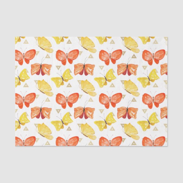 Papel De Seda Borboletas (Design 50 Série Amarela/Laranja) (Frente )