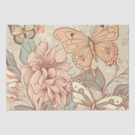 Papel De Seda Borboletas e flores