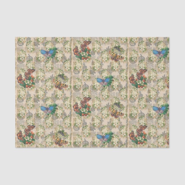 Papel De Seda Borboletas e Morangos (Frente )