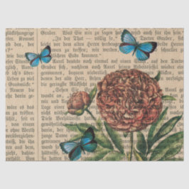 Papel De Seda Borboletas e papoula sobre a Decoupage do Jornal