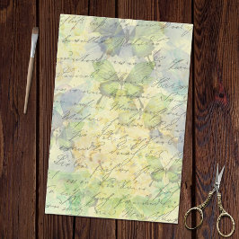 Papel De Seda Borboletas Floral - Escrita Manuscrita Antiga