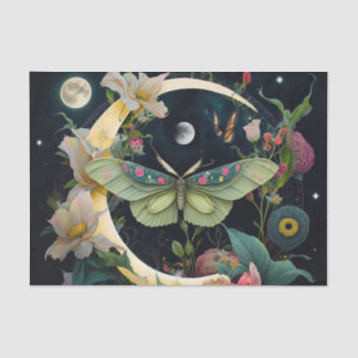 Papel De Seda Borboletas, flores e lua